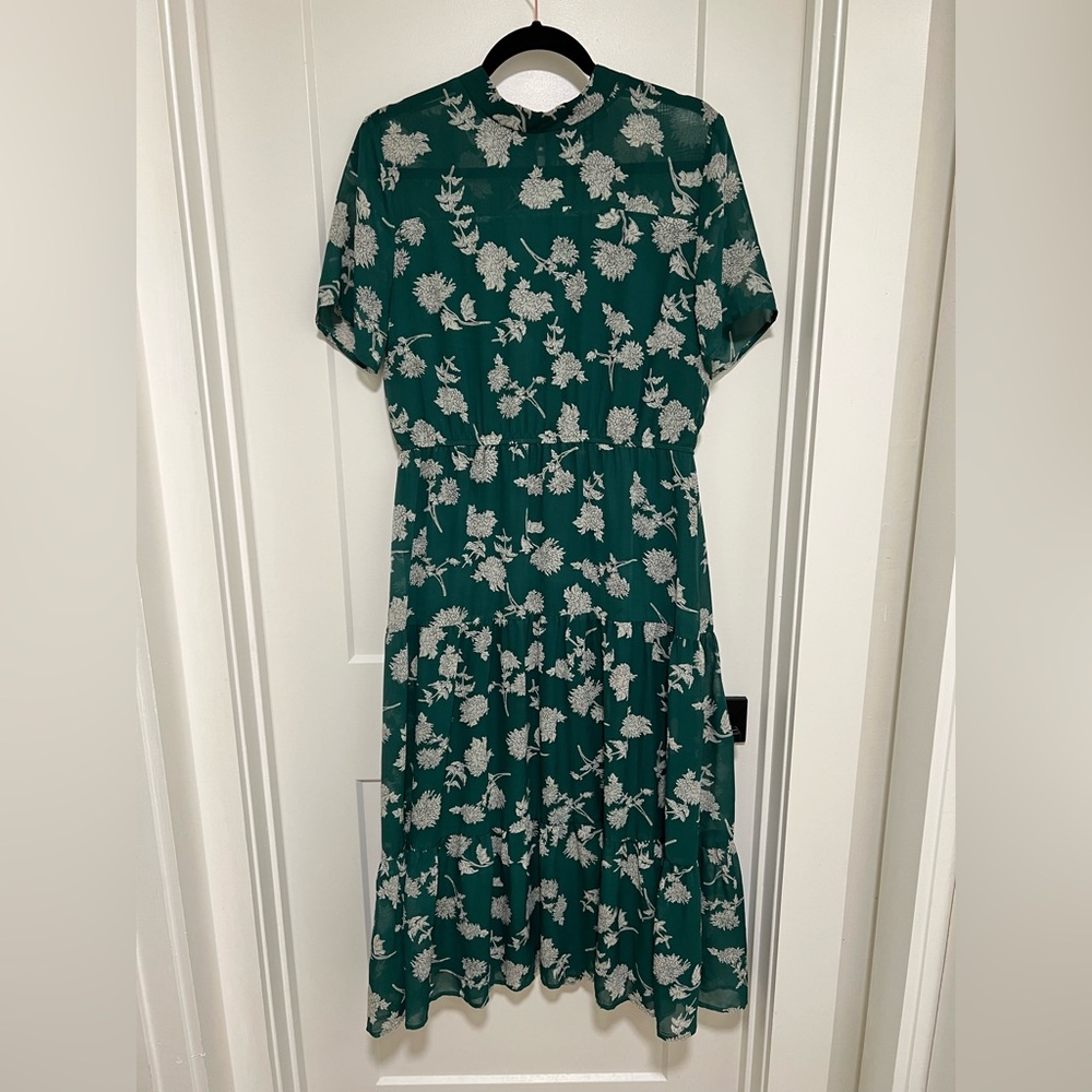 Lulu's Teal and White Floral Midi Dress